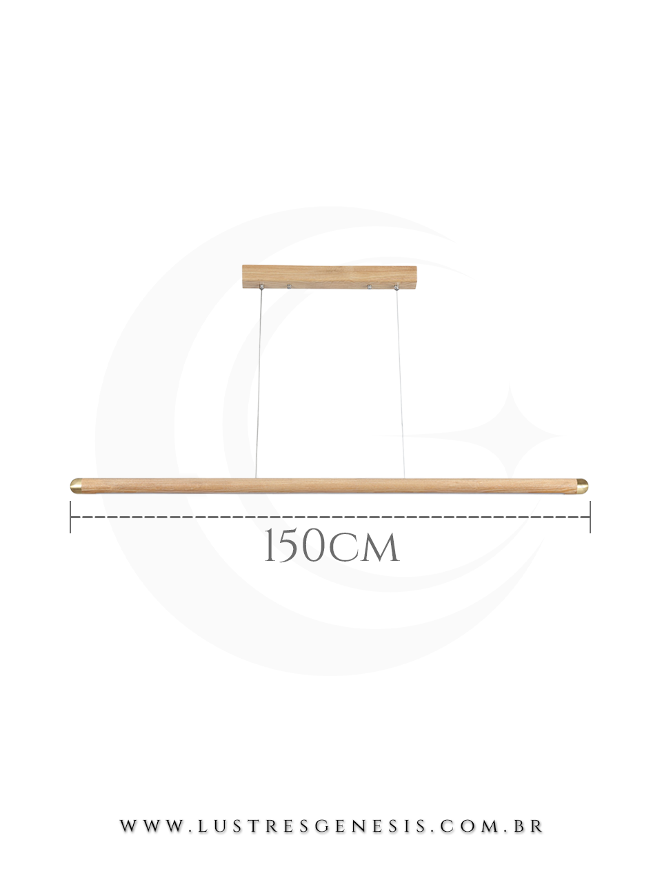Lumin&aacute;ria Pendente Linear Madeira 150cm Retangular para Sala de Jantar e &Aacute;rea Gourmet 